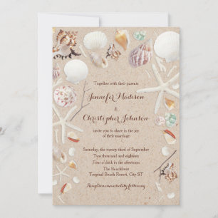 Seashells & Starfish on the Beach Wedding Invitation