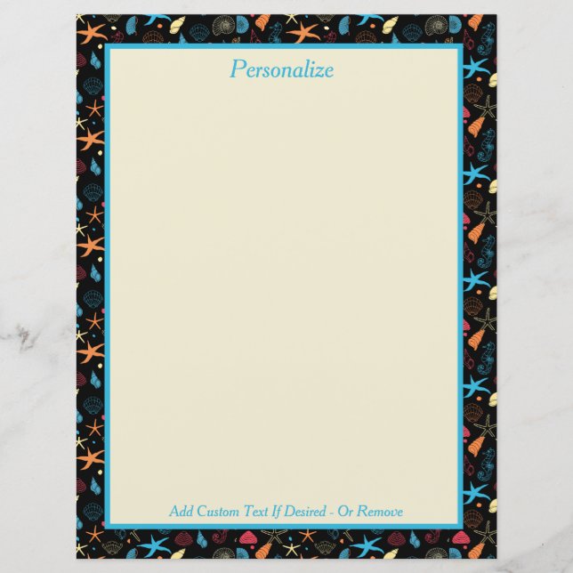 Seashells Starfish & Seahorses Ocean Beach Pattern (Front)