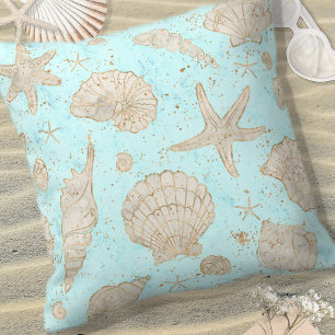 Seashells Starfish Watercolor Bone ID782 Cushion