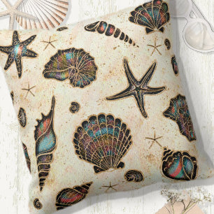 Seashells Starfish Watercolor Rainbow ID782 Cushion