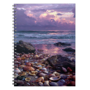 Seashells Sunset Ocean Shore Notebook