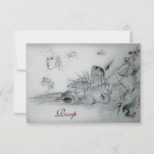 SEASHELLS SWEET SIXTEEN PARTY,Rsvp Monogram Silver RSVP Card