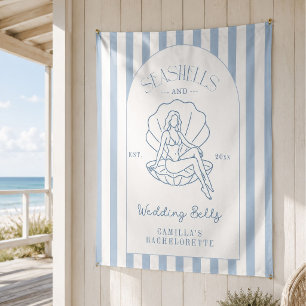 Seashells & Wedding Bells Bachelorette Backdrop Tapestry