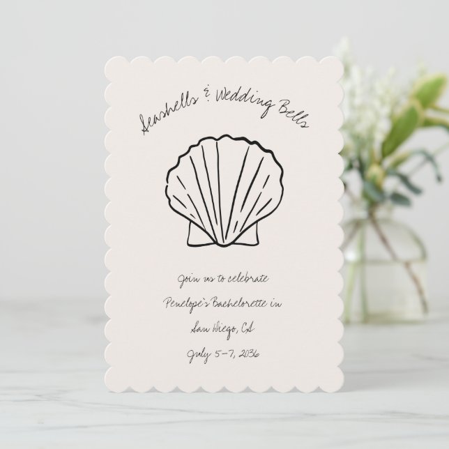 Seashells & Wedding Bells Bachelorette Invite (Standing Front)