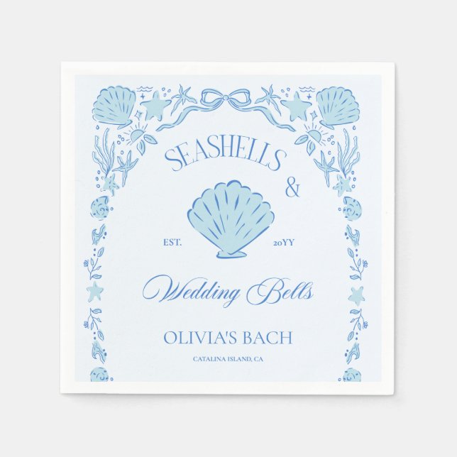 Seashells & Wedding Bells Bachelorette Napkin (Front)