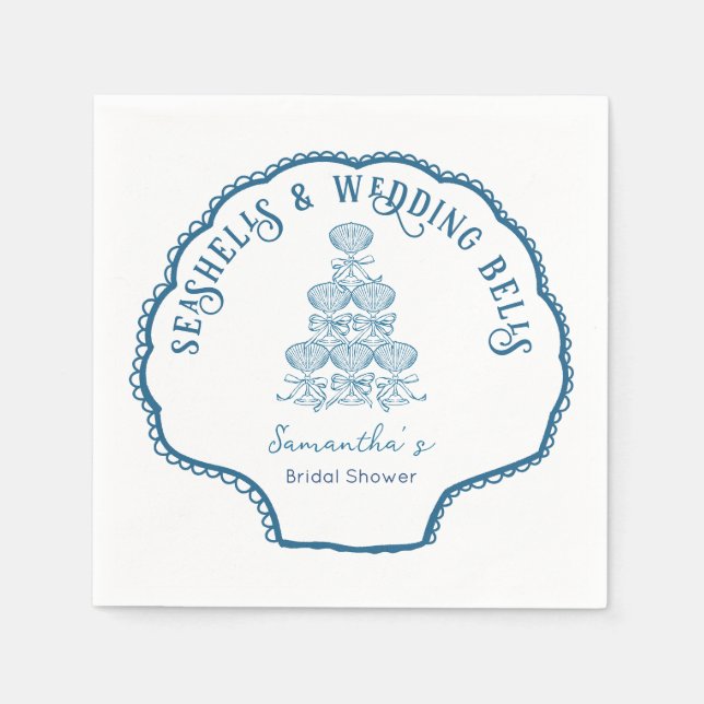 Seashells & Wedding Bells Bachelorette Party Napkin (Front)