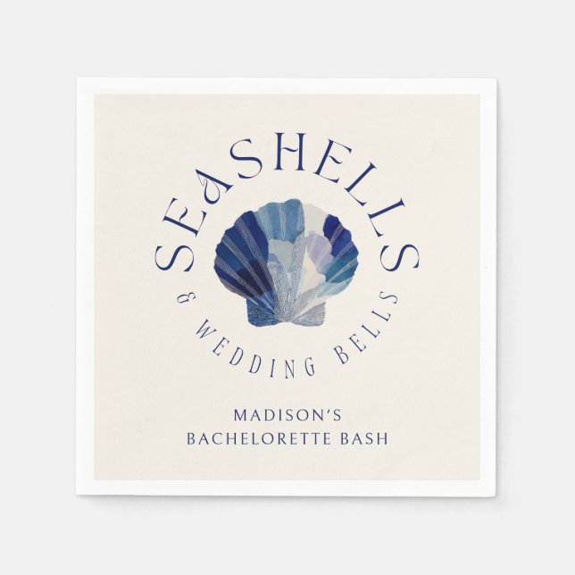 Seashells Wedding Bells Bachelorette Party Napkin (Front)