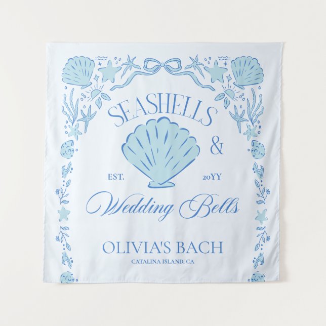 Seashells & Wedding Bells Bachelorette Tapestry (Front)