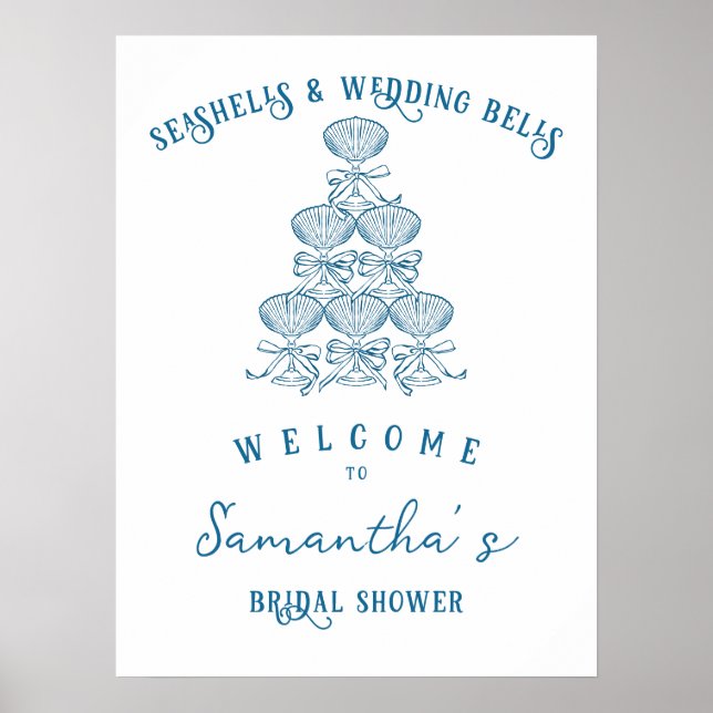 Seashells & Wedding Bells Bachelorette Welcome Poster (Front)