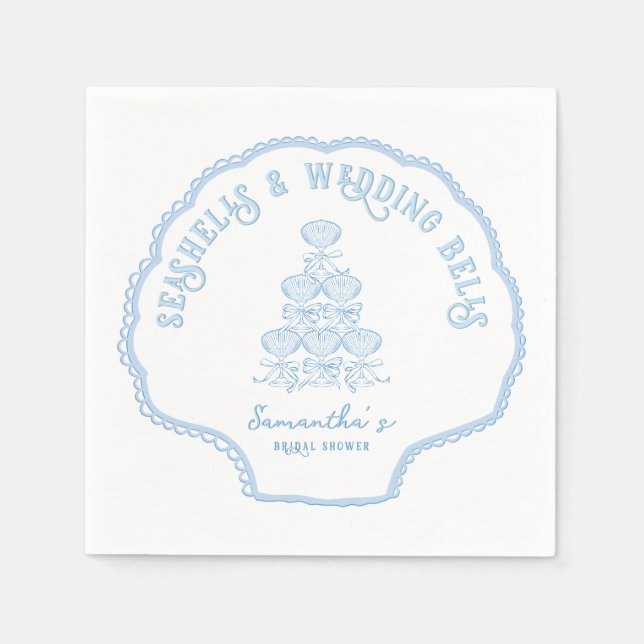 Seashells & Wedding Bells Beach Bachelorette Party Napkin (Front)