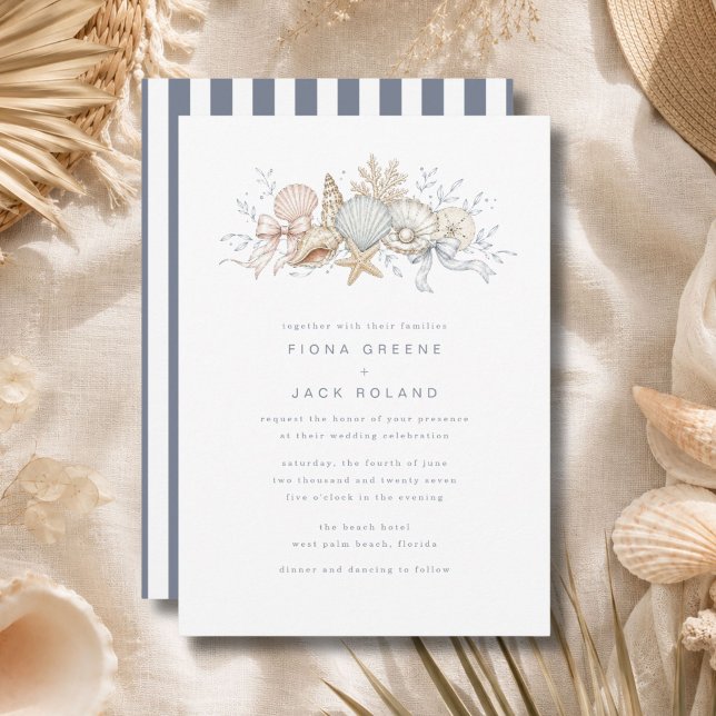 Seashells & Wedding Bells Beach Wedding Invitation (Creator Uploaded)