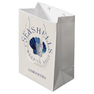 Seashells Wedding Bells Blue Beach Party Guest Medium Gift Bag
