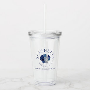 Seashells Wedding Bells Blue Beach Wedding Acrylic Tumbler