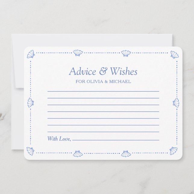 Seashells & Wedding Bells Bridal Shower Advice Card (Front)