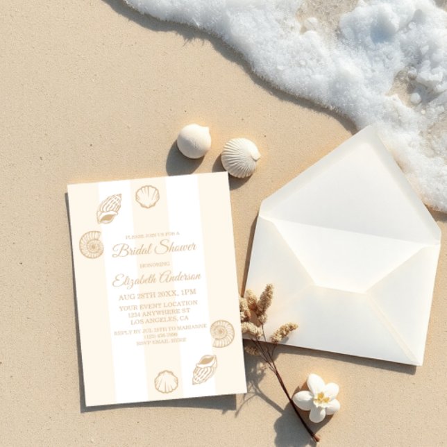 Seashells & Wedding Bells Bridal Shower Invitation (Creator Uploaded)