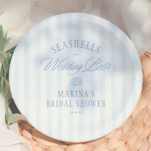 Seashells & Wedding Bells Coastal Bridal Shower Paper Plate