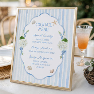 Seashells & Wedding bells Coastal Cocktail Bar Poster
