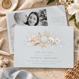 Seashells Wedding Bells Coastal Wedding Photo Save The Date