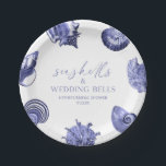 Seashells & Wedding Bells Elegant Bridal Shower  Paper Plate<br><div class="desc">This is a Seashells and Wedding Bells Elegant Ocean Blue Seashells Bridal Shower Welcome Sign!</div>