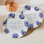 Seashells & Wedding Bells Elegant Bridal Shower  Paper Plate<br><div class="desc">This is a Seashells and Wedding Bells Elegant Ocean Blue Seashells Bridal Shower Welcome Sign!</div>