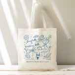 Seashells wedding bells mermaid bridesmaids gifts tote bag<br><div class="desc">Seashells and wedding bells mermaid coastal bachelorette party favours bridesmaids gifts personalised tote bag,  last toast on the coast bridesmaids gifts custom tote bag,  bridal shower favours,  bridal party favours,  hen night favours,  personalised tote bag favours,  wedding favours,  personalised bachelorette party favours,  practical bridesmaids gifts,  beach party favours</div>