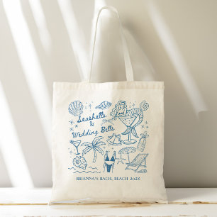Seashells wedding bells mermaid bridesmaids gifts tote bag