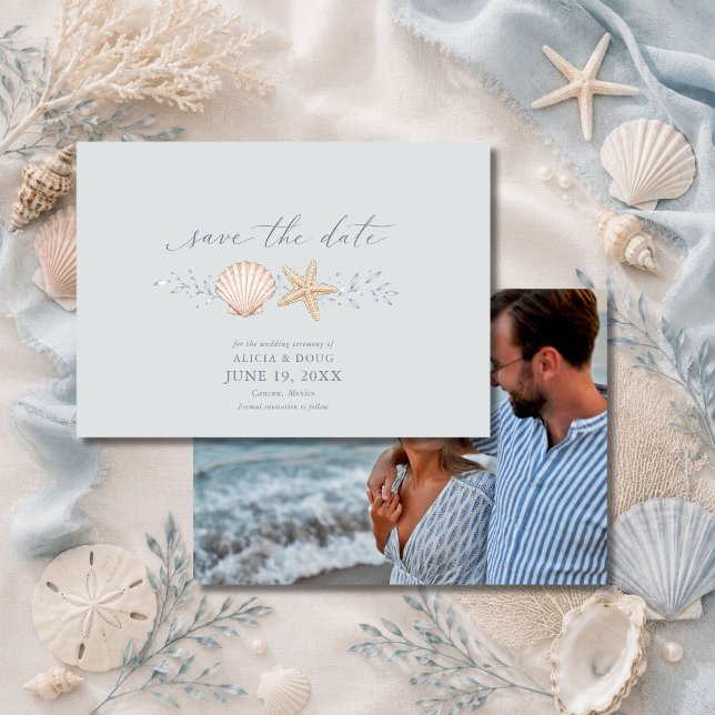 Seashells Wedding Bells Photo Save The Date (Seashells Wedding Bells Photo Save The Date)
