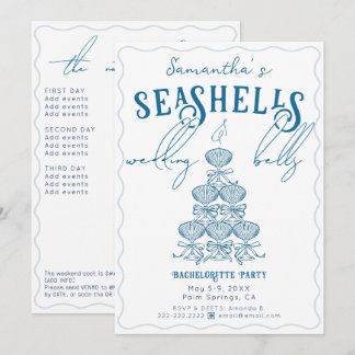 Seashells & Wedding Bells White Bachelorette Party Invitation