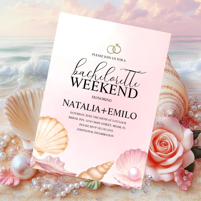 Seashells Weekend Beach Bachelorette Invitations  (Creator Uploaded)