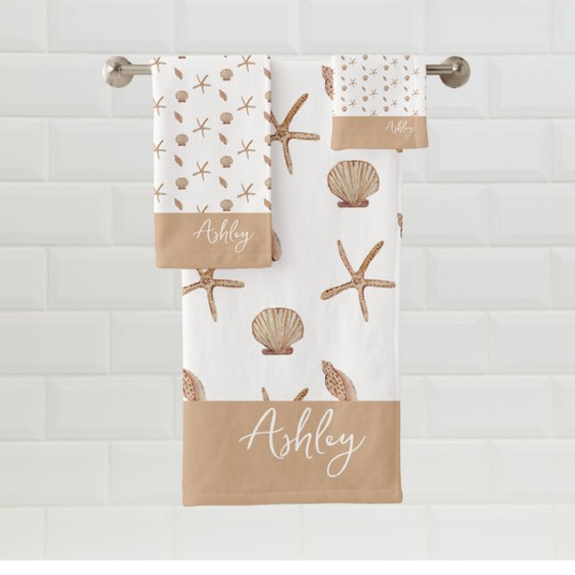 Seashells White  Bath Towel Set (Creator Uploaded)
