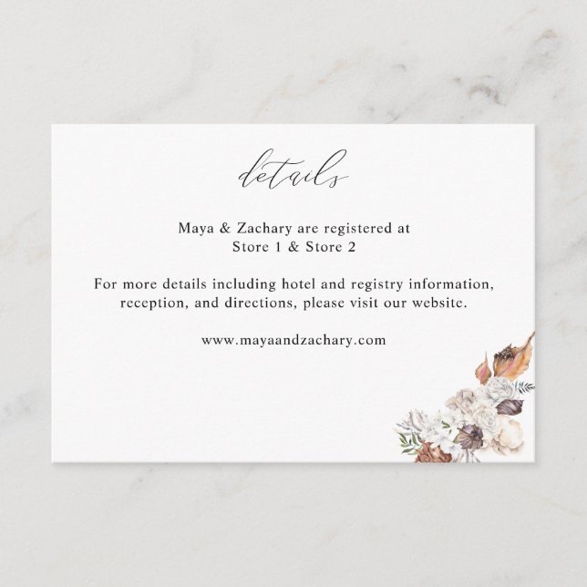Seashells & White Floral Details Small Enclosure Card (Front)