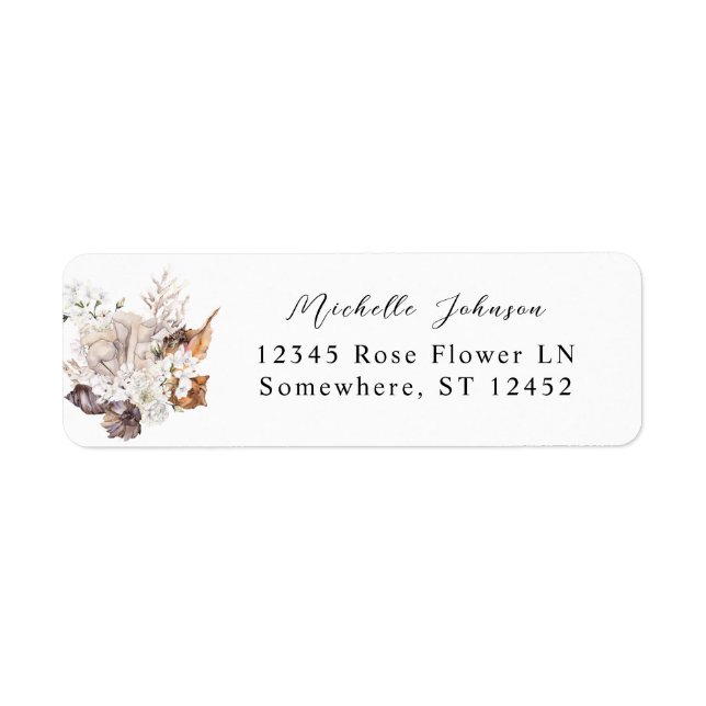Seashells & White Floral Return Address Label (Front)