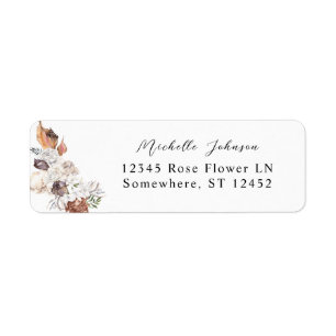 Seashells & White Floral Return Address Label 2