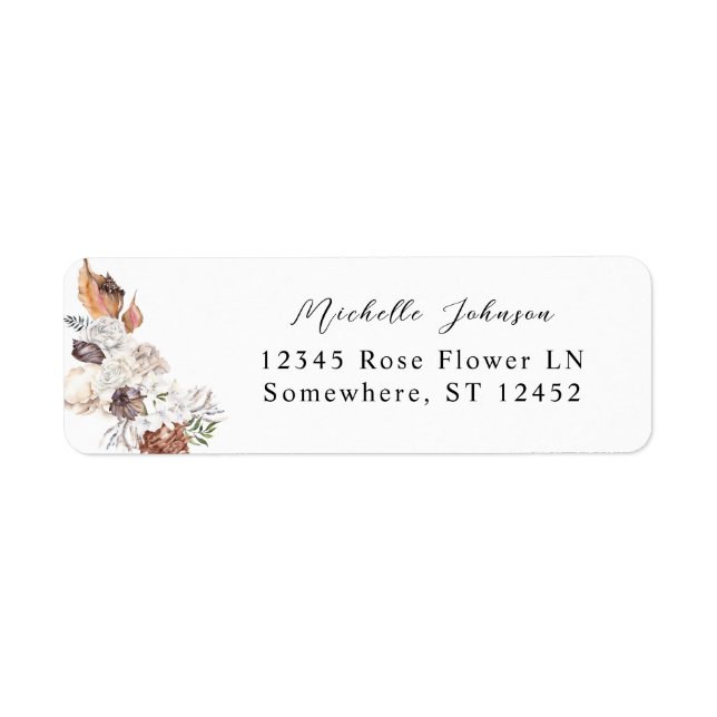 Seashells & White Floral Return Address Label 2 (Front)