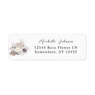 Seashells & White Floral Return Address Label 3
