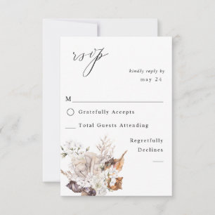 Seashells & White Floral w Meal RSVP Card
