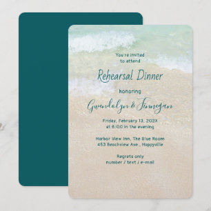 Seashore Background Rehearsal Dinner Invitation