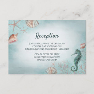 Seashore Beach Blue Nautical Wedding Reception Enclosure Card