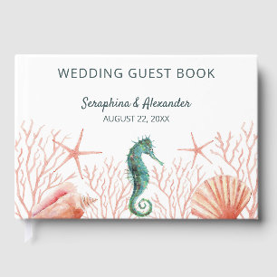 Seashore Beach Seashells Coral Reef Wedding Guest Book