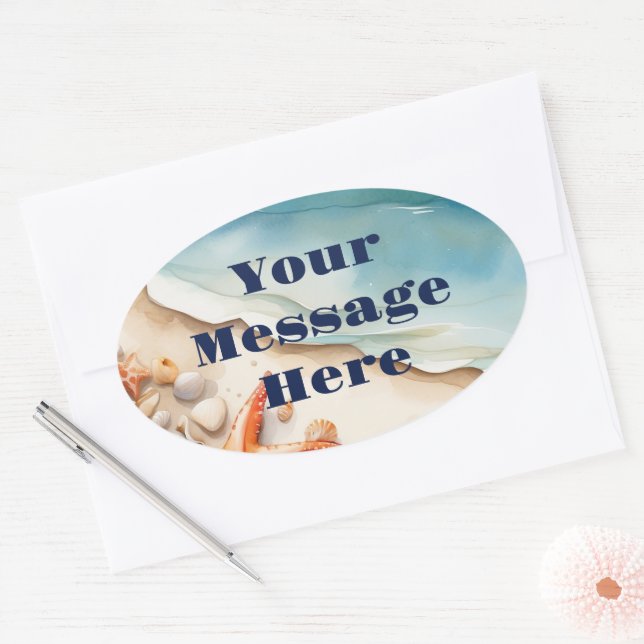 Seashore Bliss Beach Party Oval Sticker (Envelope)