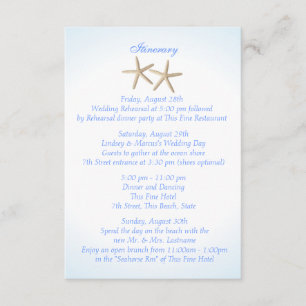 Seashore Blue Hydrangea Wedding Intinerary Enclosure Card