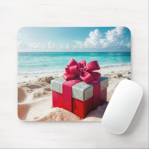 Seashore Christmas Gift On Beach Sand Mouse Mat