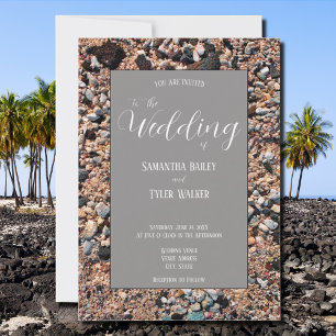 Seashore Coral Sand & Shells, Modern Beach Wedding Invitation