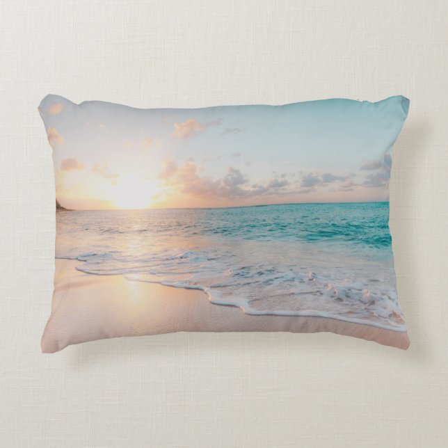 Seashore during golden hour decorative cushion (Front)