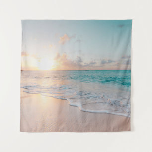 Seashore during golden hour tapestry