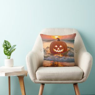 Seashore Halloween Jack-o-Lantern Cushion