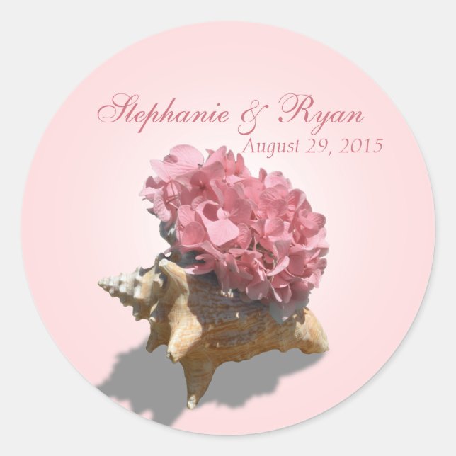 Seashore Hydrangea Pink Classic Round Sticker (Front)