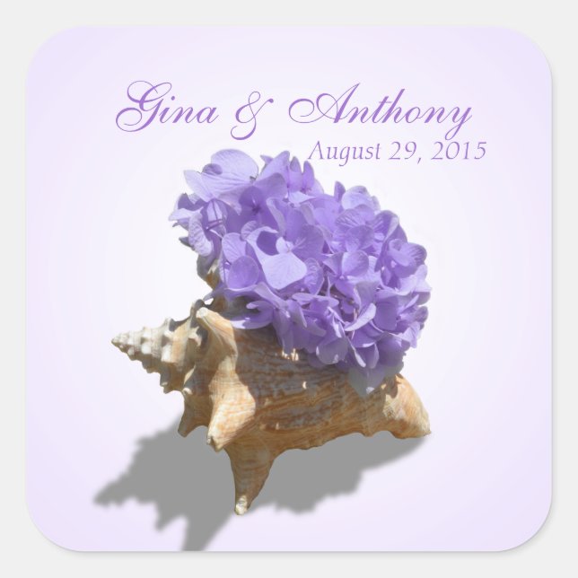 Seashore Hydrangea Purple Square Sticker (Front)