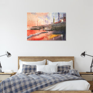 seashore in the light of the setting sun canvas print
