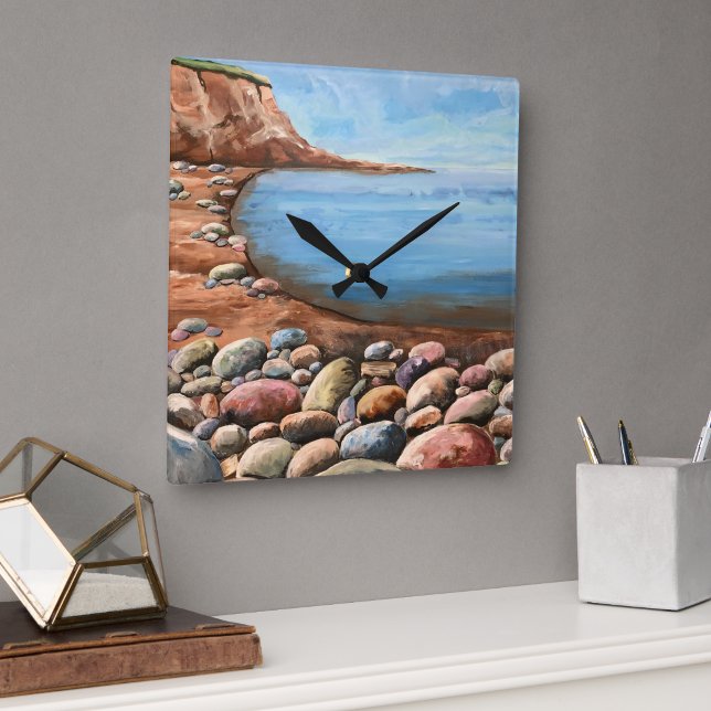  SEASHORE Sandy Browns Painting Square Wall Clock (Creator Uploaded)